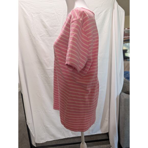 Tommy Hilfiger Shirt Women's Pink Striped V-neck Short Sleeves Tshirt Size XL - Picture 4 of 12